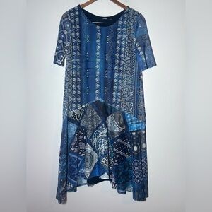 DESIGUAL blue patterned with paisley and geographic design size Large